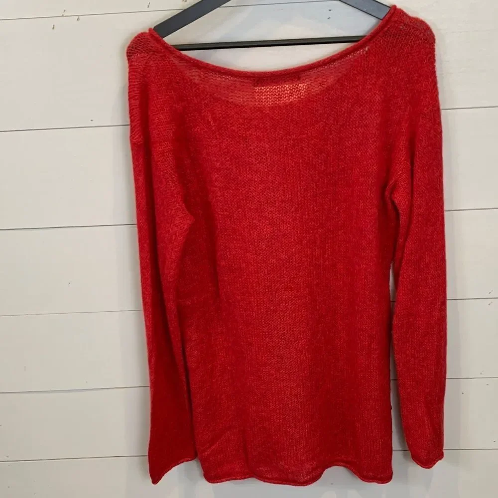 Peruvian Connection Vibrant Red Knit Sweater 100% Royal Alpaca size large